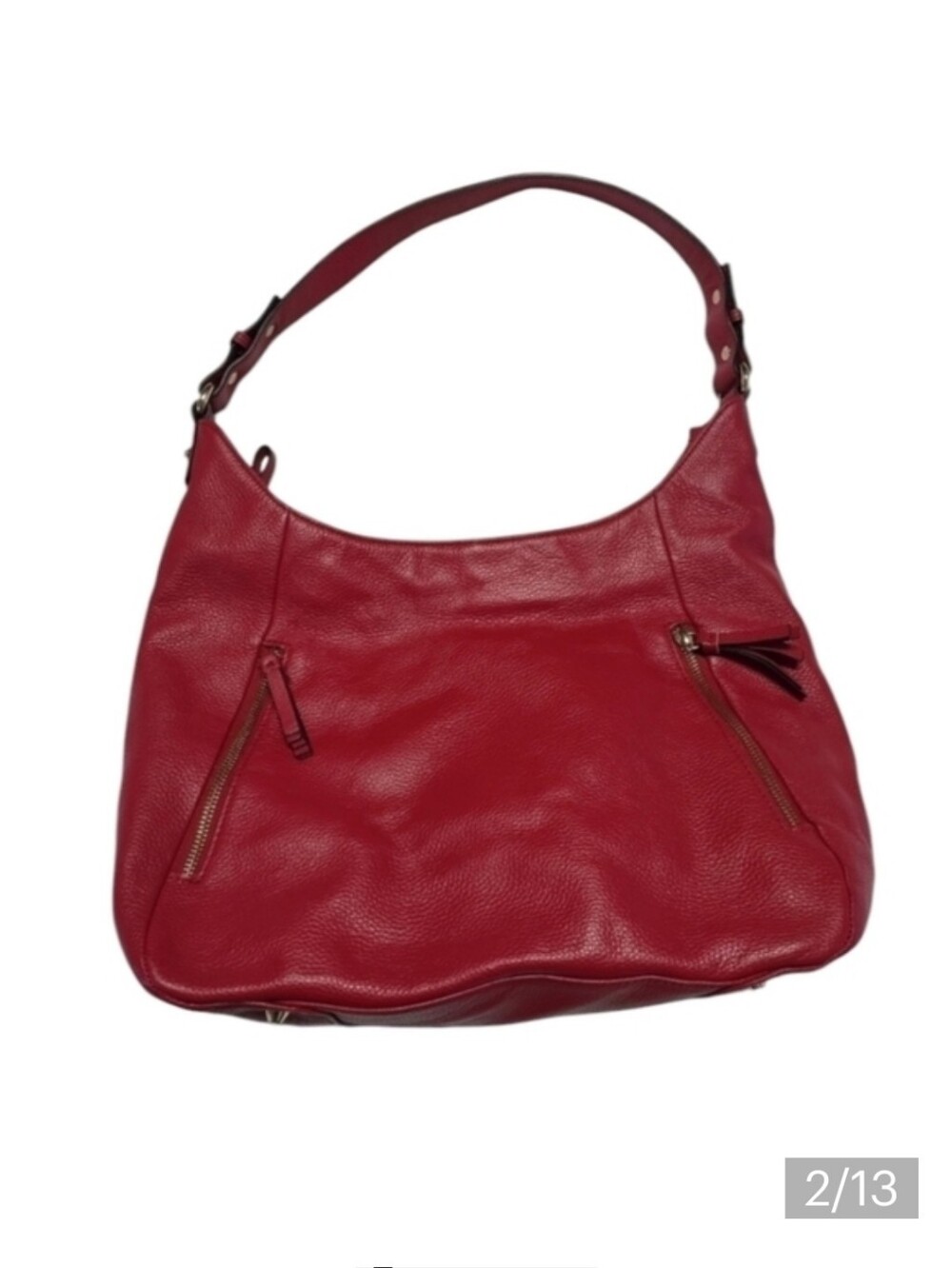 Ora Delphine Women's Red Pebbled Genuine Leather Shoulder Handbag Purse